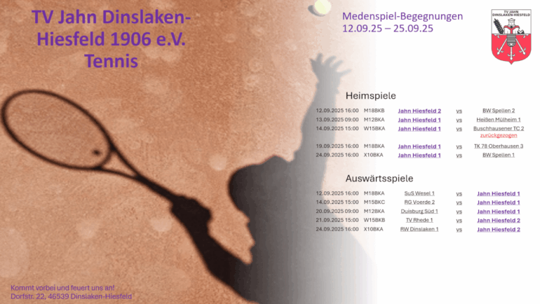 Medenspiele 12.09. – 25.09.2025