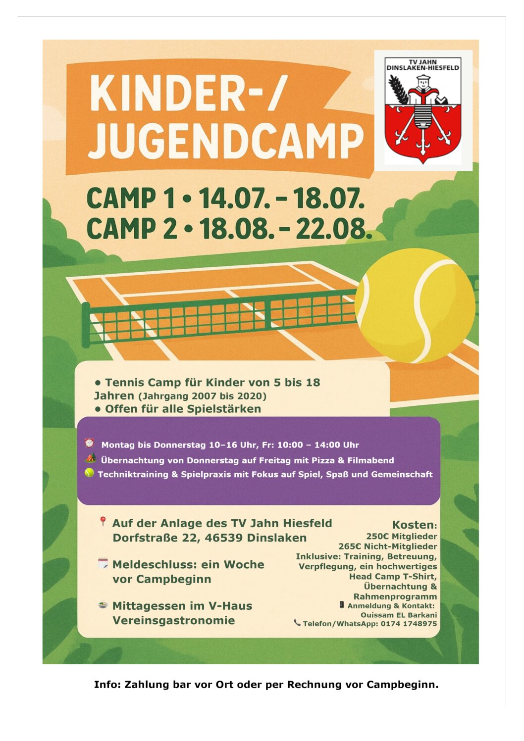 Kinder und Jugend Tennissommercamp