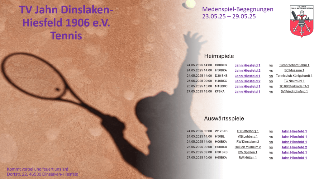 Medenspiele 23.05. - 29.05.2025
