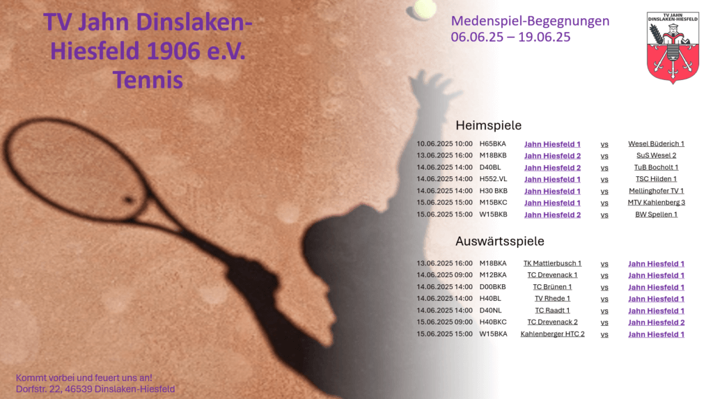 Medenspiele 06.06. - 19.06.2025