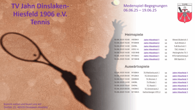 Medenspiele 06.06. – 19.06.2025