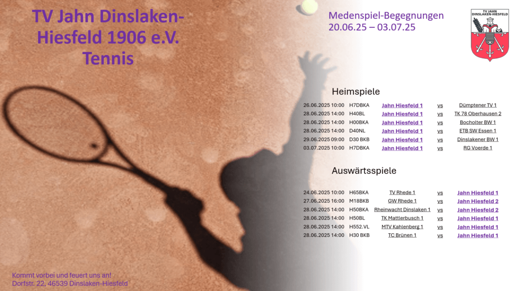 Medenspiele 20.06 - 03.07.2025
