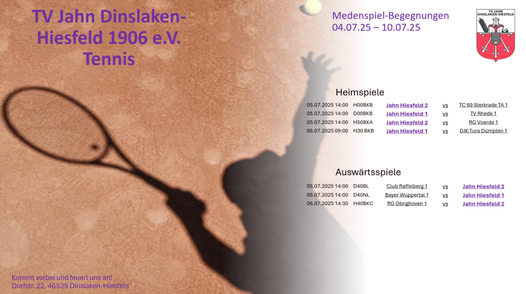 Medenspiele 04.07. - 10.07.2025