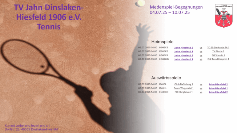 Medenspiele 04.07. – 10.07.2025